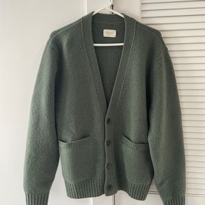 Green wool cardigan from Aime Leon Dore.